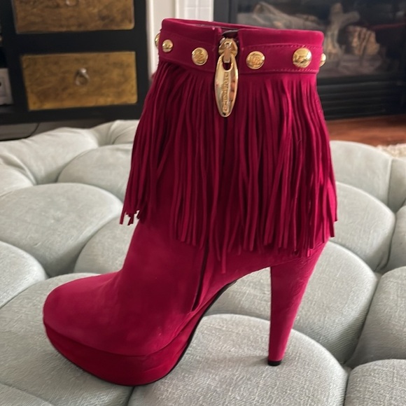 Loriblu Suede Fringe Platform Heeled Ankle Boots - Picture 10 of 16